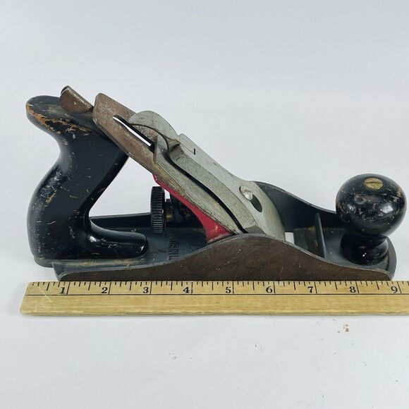 VINTAGE Defiance By Stanley 9” WOOD Hand PLANE 1950's Post War U Mark - Picture 2 of 16